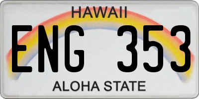 HI license plate ENG353