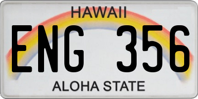 HI license plate ENG356