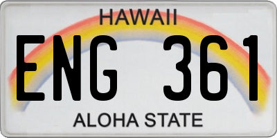 HI license plate ENG361