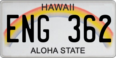 HI license plate ENG362