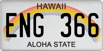 HI license plate ENG366