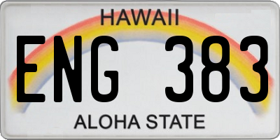 HI license plate ENG383
