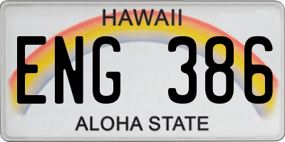 HI license plate ENG386
