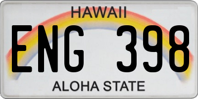 HI license plate ENG398