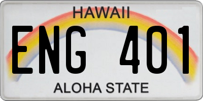 HI license plate ENG401