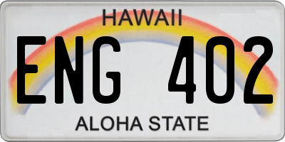 HI license plate ENG402