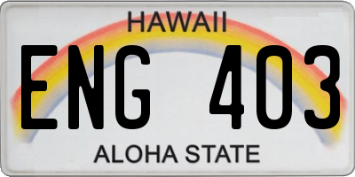 HI license plate ENG403