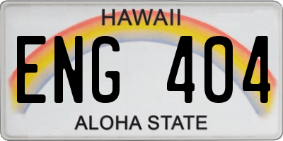 HI license plate ENG404