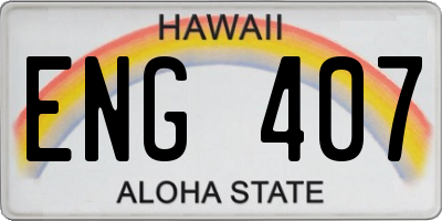 HI license plate ENG407