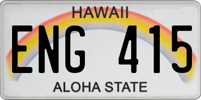HI license plate ENG415
