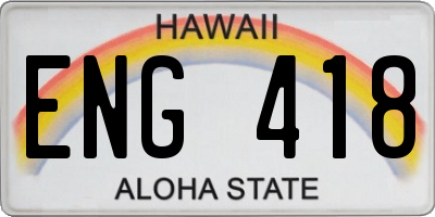 HI license plate ENG418