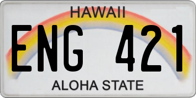 HI license plate ENG421