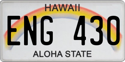 HI license plate ENG430
