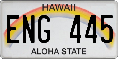 HI license plate ENG445