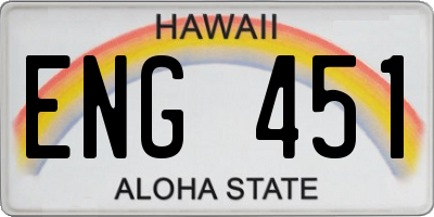 HI license plate ENG451