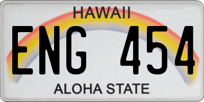 HI license plate ENG454