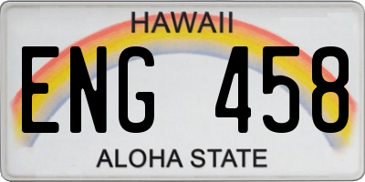 HI license plate ENG458