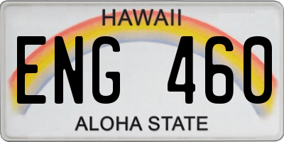 HI license plate ENG460