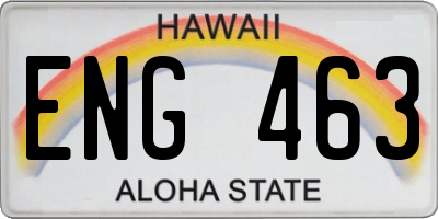 HI license plate ENG463