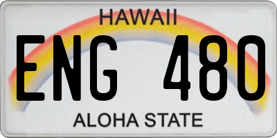 HI license plate ENG480