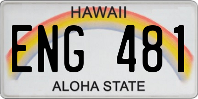 HI license plate ENG481