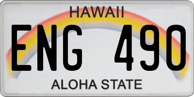 HI license plate ENG490