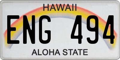 HI license plate ENG494
