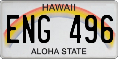 HI license plate ENG496