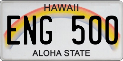 HI license plate ENG500