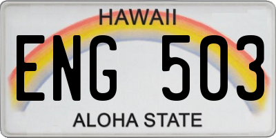 HI license plate ENG503