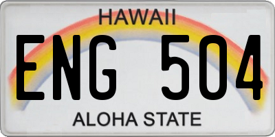 HI license plate ENG504