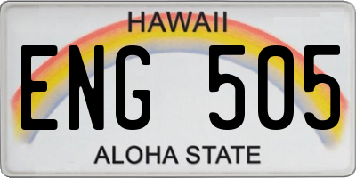 HI license plate ENG505