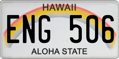 HI license plate ENG506