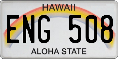 HI license plate ENG508