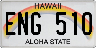 HI license plate ENG510