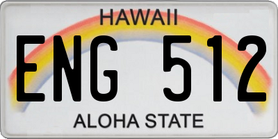 HI license plate ENG512