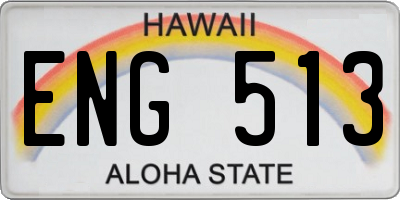 HI license plate ENG513