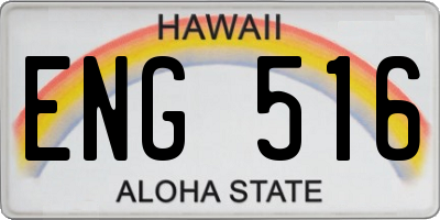 HI license plate ENG516