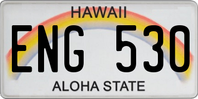 HI license plate ENG530