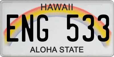 HI license plate ENG533