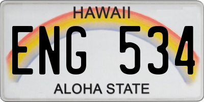 HI license plate ENG534