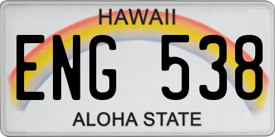 HI license plate ENG538