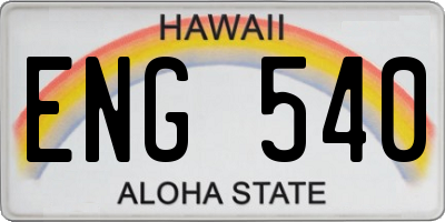 HI license plate ENG540