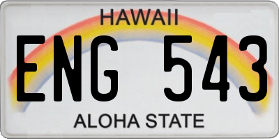 HI license plate ENG543