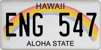 HI license plate ENG547