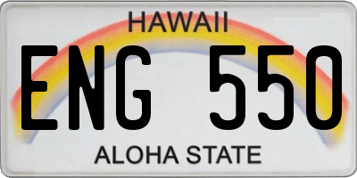 HI license plate ENG550