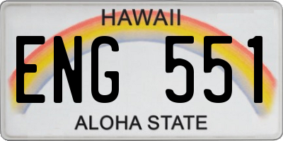 HI license plate ENG551