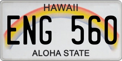 HI license plate ENG560