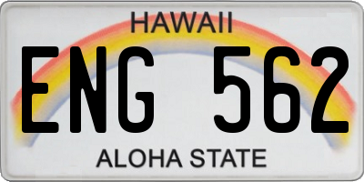 HI license plate ENG562