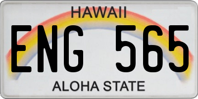 HI license plate ENG565